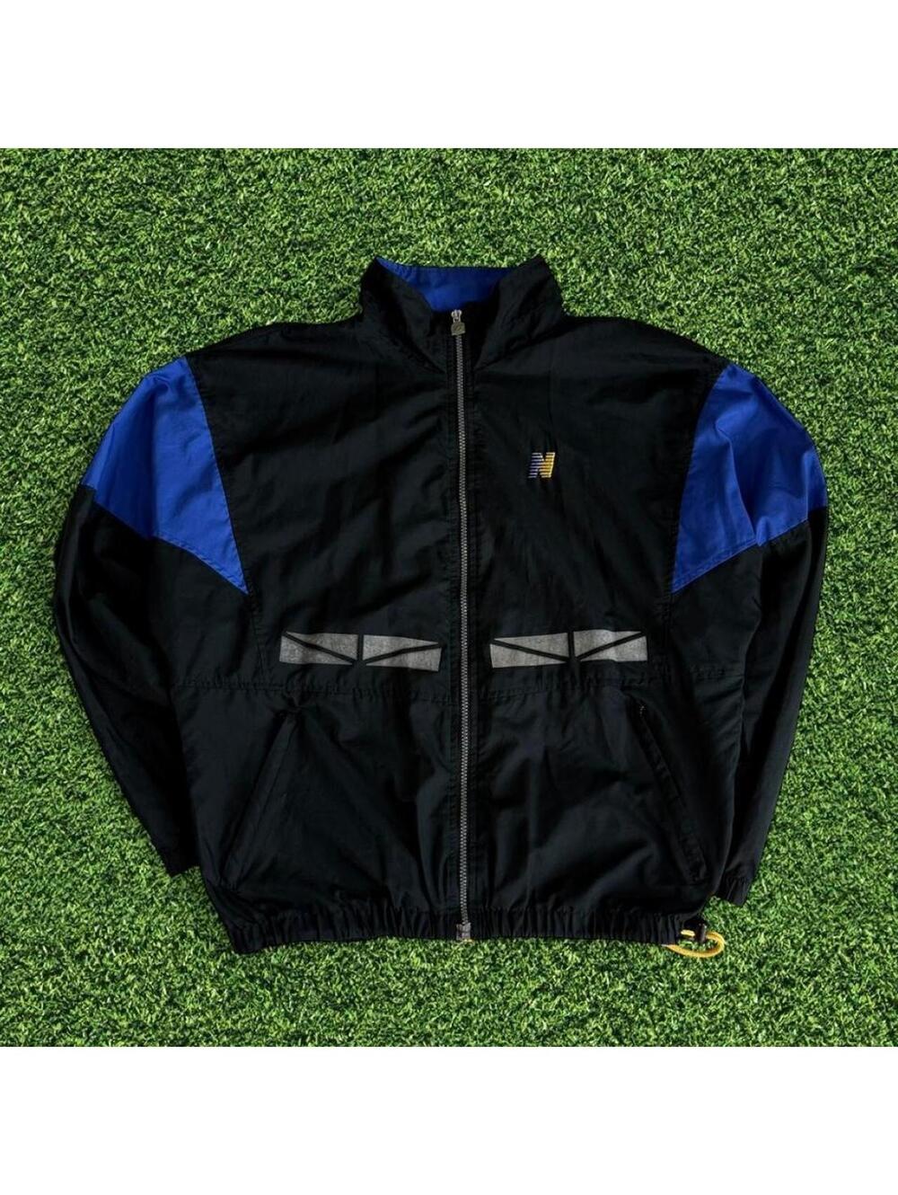 Vintage Boxy New Balance Black Multi Windbreaker Jacket Size M